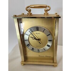 Vintage Seiko Quartz Westminster-Whittington Carriage Brass Mantle Clock Japan